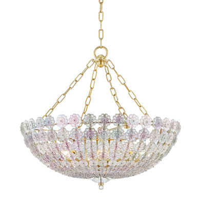 Mid. Chandeliers Glass Up by Hudson Valley ( 70 | 8224-AGB Floral Park ) 