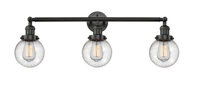 Bathroom Fixtures Three Lights by Innovations ( 405 | 205-BK-G204-6-LED Franklin Restoration ) 