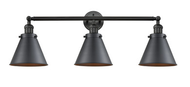 Bathroom Fixtures Three Lights by Innovations ( 405 | 205-BK-M13-BK-LED Franklin Restoration ) 
