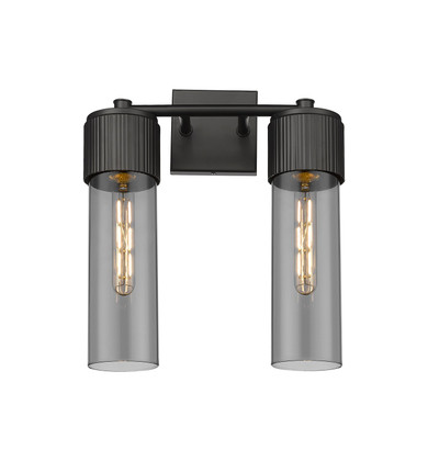 Bathroom Fixtures Two Lights by Innovations ( 405 | 428-2W-BK-G428-12SM Downtown Urban ) 