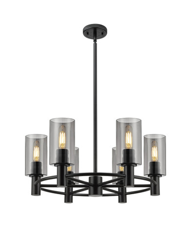 Mid. Chandeliers Glass Up by Innovations ( 405 | 434-6CR-BK-G434-7SM Downtown Urban ) 
