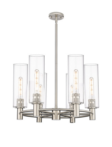 Mid. Chandeliers Glass Up by Innovations ( 405 | 434-6CR-PN-G434-12CL Downtown Urban ) 