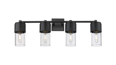 Bathroom Fixtures Four Lights by Innovations ( 405 | 428-4W-BK-G428-7CL Downtown Urban ) 