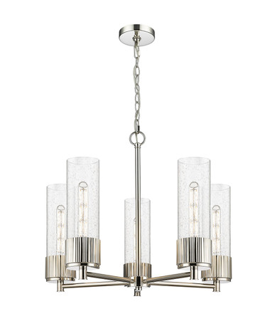 Mid. Chandeliers Glass Up by Innovations ( 405 | 428-5CR-PN-G428-12SDY Downtown Urban ) 