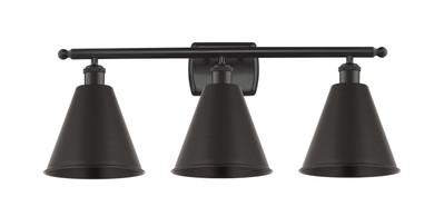 Bathroom Fixtures Three Lights by Innovations ( 405 | 516-3W-BK-MBC-8-BK Ballston ) 
