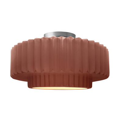 Semi-Flush Mts. Drum Shade by Justice Designs ( 102 | CER-6375-CLAY-NCKL Radiance ) 