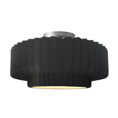 Semi-Flush Mts. Drum Shade by Justice Designs ( 102 | CER-6375-CRB-NCKL Radiance ) 