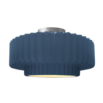 Semi-Flush Mts. Drum Shade by Justice Designs ( 102 | CER-6375-MDMT-NCKL Radiance ) 