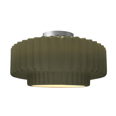 Semi-Flush Mts. Drum Shade by Justice Designs ( 102 | CER-6375-MGRN-NCKL Radiance ) 