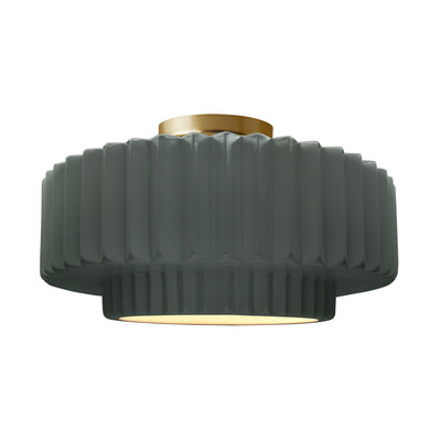 Semi-Flush Mts. Drum Shade by Justice Designs ( 102 | CER-6375-PWGN-BRSS Radiance ) 