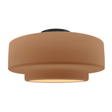 Semi-Flush Mts. Drum Shade by Justice Designs ( 102 | CER-6365-ADOB-MBLK Radiance ) 