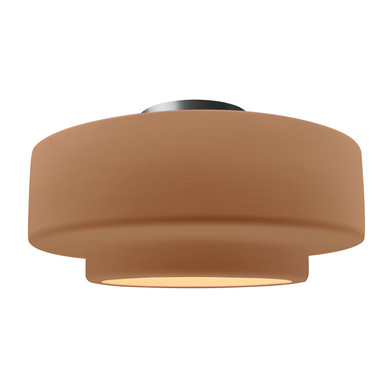 Semi-Flush Mts. Drum Shade by Justice Designs ( 102 | CER-6365-ADOB-NCKL Radiance ) 