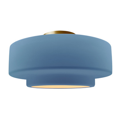 Semi-Flush Mts. Drum Shade by Justice Designs ( 102 | CER-6365-SKBL-BRSS Radiance ) 