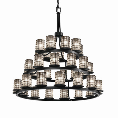 Large Chandeliers Glass Shade by Justice Designs ( 102 | WGL-8712-10-GRCB-MBLK Wire Glass ) 