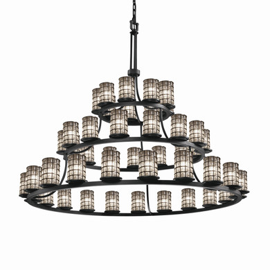 Large Chandeliers Glass Shade by Justice Designs ( 102 | WGL-8714-10-GRCB-MBLK-LED45-31500 Wire Glass ) 