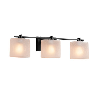 Bathroom Fixtures Three Lights by Justice Designs ( 102 | FSN-8443-30-FRCR-MBLK Fusion ) 