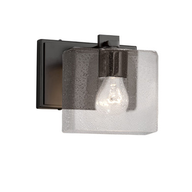 Sconces Single Glass by Justice Designs ( 102 | FSN-8447-55-SEED-MBLK Fusion ) 