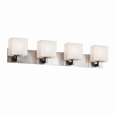 Bathroom Fixtures Four Lights by Justice Designs ( 102 | FSN-8924-55-OPAL-NCKL Fusion ) 