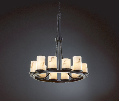 Mid. Chandeliers Glass Up by Justice Designs ( 102 | FAL-8763-10-MBLK LumenAria ) 