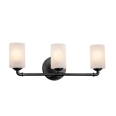 Bathroom Fixtures Three Lights by Justice Designs ( 102 | FSN-8463-10-FRCR-MBLK Fusion ) 