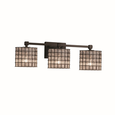 Bathroom Fixtures Three Lights by Justice Designs ( 102 | WGL-8423-30-GRCB-MBLK Wire Glass ) 