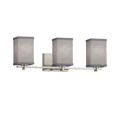 Bathroom Fixtures Three Lights by Justice Designs ( 102 | FAB-8443-15-GRAY-NCKL-LED3-2100 Textile ) 