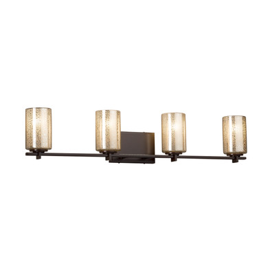 Bathroom Fixtures Four Lights by Justice Designs ( 102 | FSN-8444-10-MROR-DBRZ Fusion ) 