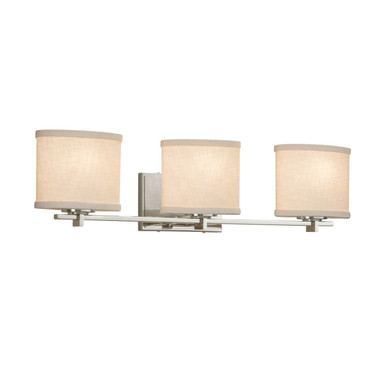 Bathroom Fixtures Three Lights by Justice Designs ( 102 | FAB-8443-30-CREM-NCKL Textile ) 