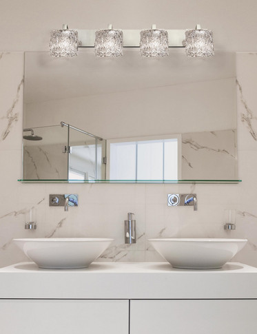 Bathroom Fixtures Four Lights by Justice Designs ( 102 | GLA-8924-30-LACE-NCKL Veneto Luce ) 