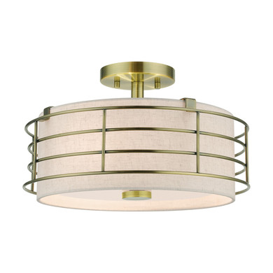Semi-Flush Mts. Drum Shade by Livex Lighting ( 107 | 55118-01 Blanchard ) 