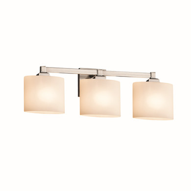 Bathroom Fixtures Three Lights by Justice Designs ( 102 | FSN-8433-30-OPAL-NCKL-LED3-2100 Fusion ) 