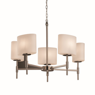 Mid. Chandeliers Glass Up by Justice Designs ( 102 | FSN-8410-30-OPAL-NCKL Fusion ) 