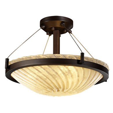 Semi-Flush Mts. Bowl Style by Justice Designs ( 102 | GLA-9681-35-WHTW-DBRZ-LED3-3000 Veneto Luce ) 