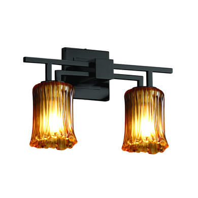 Bathroom Fixtures Two Lights by Justice Designs ( 102 | GLA-8702-16-AMBR-MBLK Veneto Luce ) 