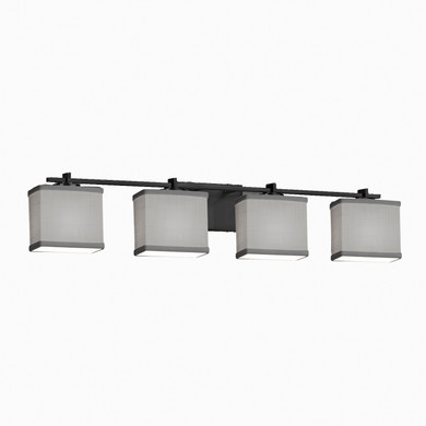 Bathroom Fixtures Four Lights by Justice Designs ( 102 | FAB-8444-55-GRAY-MBLK Textile ) 