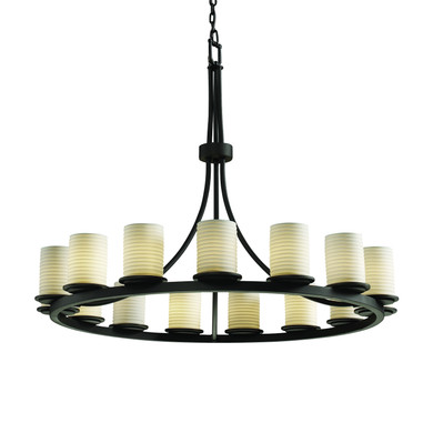 Large Chandeliers Glass Shade by Justice Designs ( 102 | POR-8715-10-SAWT-MBLK-LED15-10500 Limoges ) 