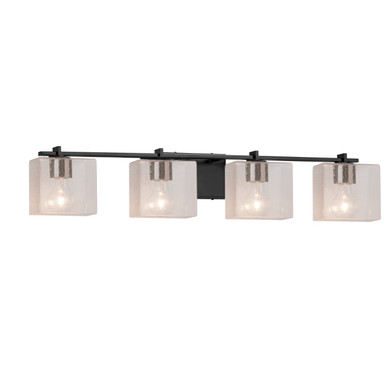 Bathroom Fixtures Four Lights by Justice Designs ( 102 | FSN-8444-55-SEED-MBLK Fusion ) 