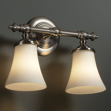 Bathroom Fixtures Two Lights by Justice Designs ( 102 | FSN-8522-20-OPAL-NCKL Fusion ) 