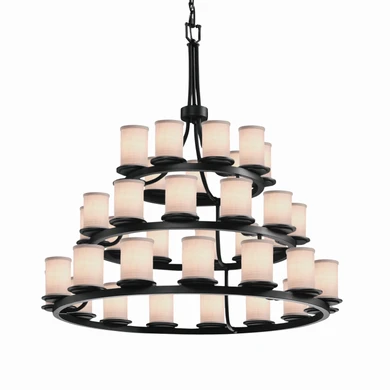 Large Chandeliers Candle by Justice Designs ( 102 | FAB-8712-10-WHTE-MBLK-LED36-25200 Textile ) 
