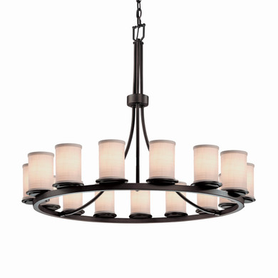 Large Chandeliers Candle by Justice Designs ( 102 | FAB-8715-10-WHTE-DBRZ Textile ) 