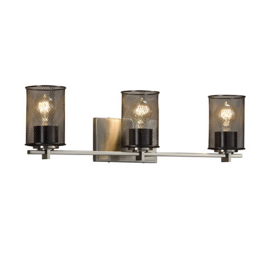 Bathroom Fixtures Three Lights by Justice Designs ( 102 | MSH-8443-10-NCKL Wire Mesh ) 