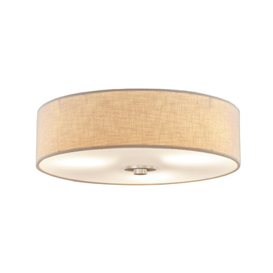 Flush Mounts Drum Shade by Justice Designs ( 102 | FAB-9595-CREM-NCKL Textile ) 