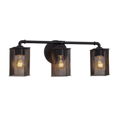 Bathroom Fixtures Three Lights by Justice Designs ( 102 | MSH-8463-15-MBLK Wire Mesh ) 
