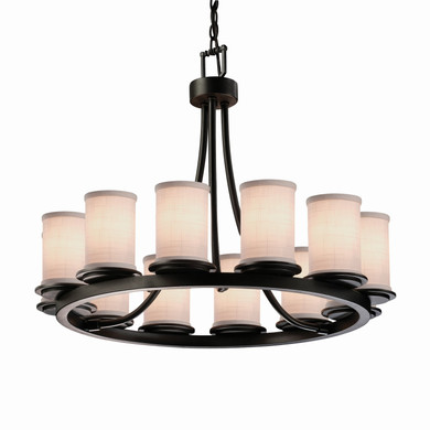 Mid. Chandeliers Glass Up by Justice Designs ( 102 | FAB-8768-10-WHTE-MBLK Textile ) 
