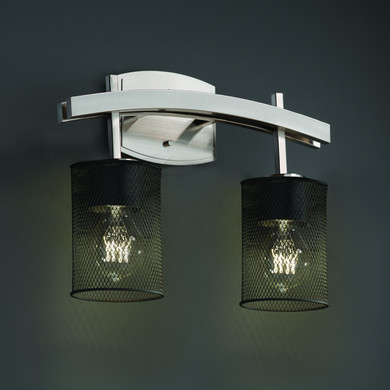 Bathroom Fixtures Three Lights by Justice Designs ( 102 | MSH-8592-10-NCKL Wire Mesh ) 