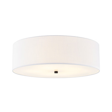 Flush Mounts Drum Shade by Justice Designs ( 102 | FAB-9732-WHTE-MBLK Textile ) 