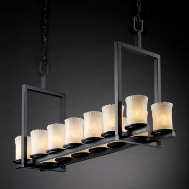 Linear/Island 4 Light + by Justice Designs ( 102 | GLA-8769-16-WHTW-MBLK Veneto Luce ) 