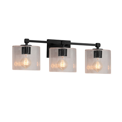 Bathroom Fixtures Three Lights by Justice Designs ( 102 | FSN-8423-30-SEED-MBLK-LED3-2100 Fusion ) 