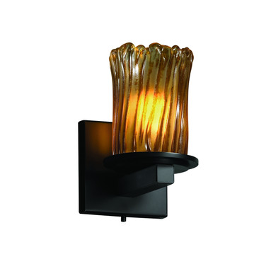 Sconces Single Glass by Justice Designs ( 102 | GLA-8771-16-AMBR-MBLK-LED1-700 Veneto Luce ) 
