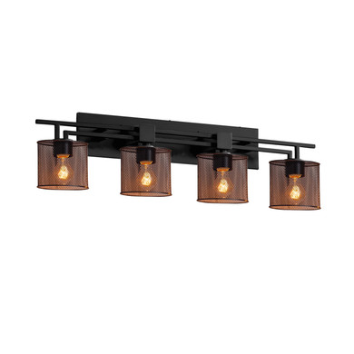 Bathroom Fixtures Four Lights by Justice Designs ( 102 | MSH-8704-30-MBLK Wire Mesh ) 